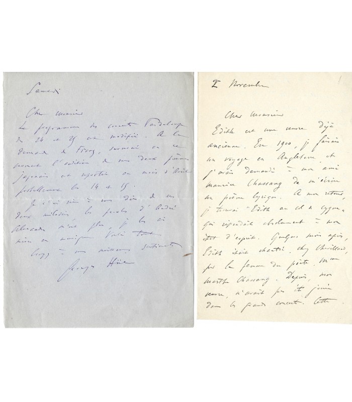HUE Georges Adolphe, compositeur. Lettre Autographe (E 10443).