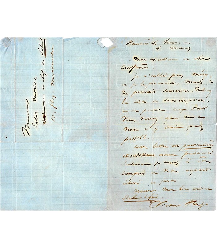 HUGO à Jules NORIAC , de Hauteville House