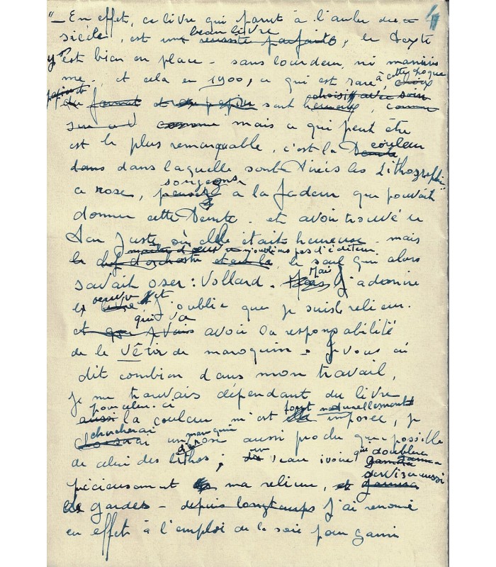 BONET Paul, relieur. Manuscrit autographe