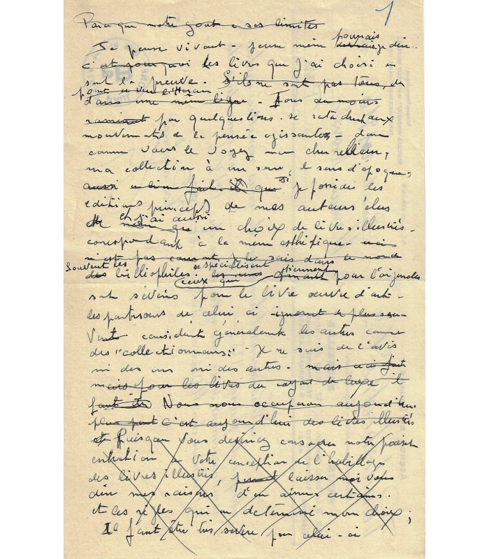 BONET Paul, relieur. Manuscrit autographe