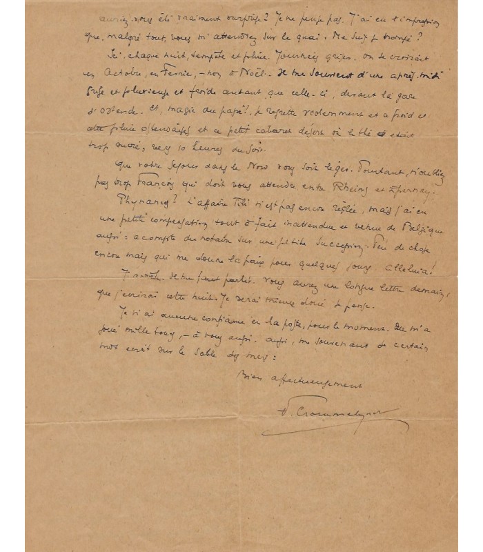 CROMMELYNCK Fernand, comédien, romancier. Lettre Autographe (G 4917).