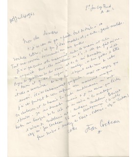 COCTEAU Jean. Lettre autographe, juillet 1962 (Réf. G 4310)