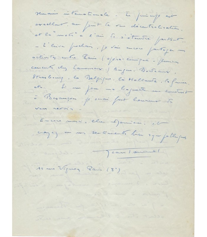 FOURNET Jean. Chef d'orchestre, 18 juillet 1948.