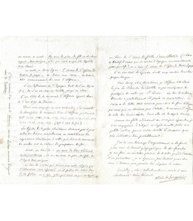 PREVOST DE LONGPERIER Adrien, archéologue. Lettre autographe et billet autographe (G 4689)