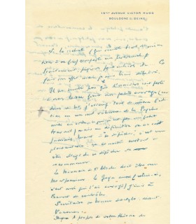 MALRAUX André, écrivain, homme politique. Lettre autographe (G 3858)