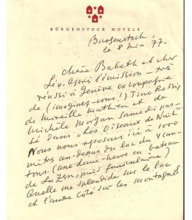 BRASSAÏ. Photographe. Lettre autographe, 8 novembre 1977 (Réf. G 5382)