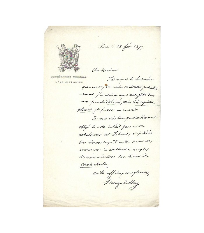 DROUYN DE L’HUYS (Édouard). Diplomate, Ministre des Affaires étrangères.