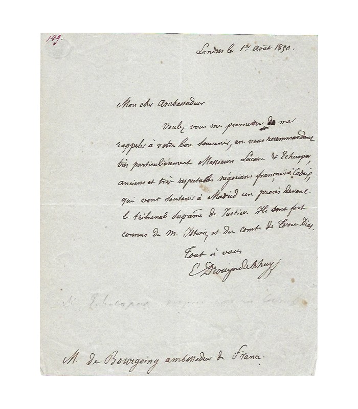 DROUYN DE L’HUYS (Édouard). Diplomate, Ministre des Affaires étrangères.