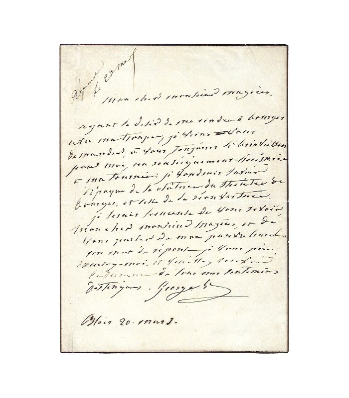 GEORGE MADEMOISELLE, tragédienne. Lettre autographe (G 3554)