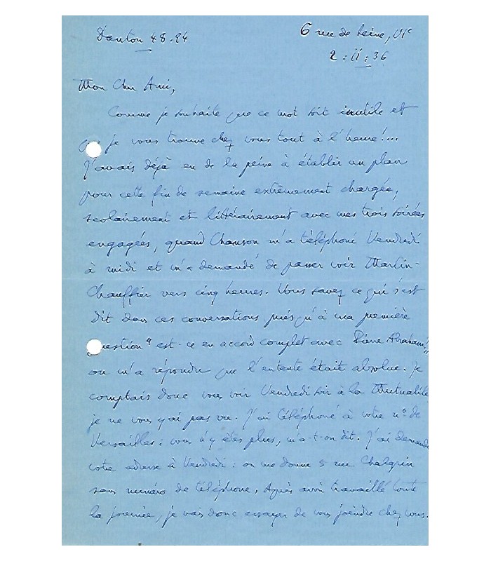 LALOU René. 2 février 1936. (Réf. G 1462).