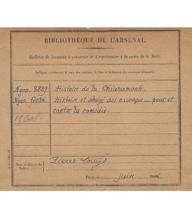 LOUYS Pierre, écrivain. 2 pièces Autographes (G 4495)