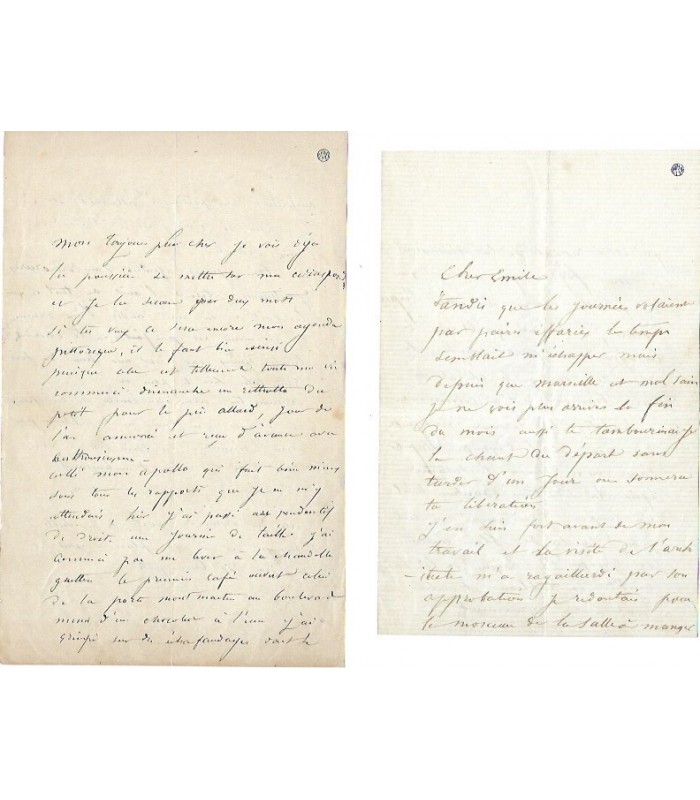 RICARD Gustave, peintre. 2 lettres autographes (G 3718)