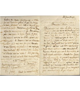 MURGER, Belle lettre de jeunesse au dessinateur Léon Noël