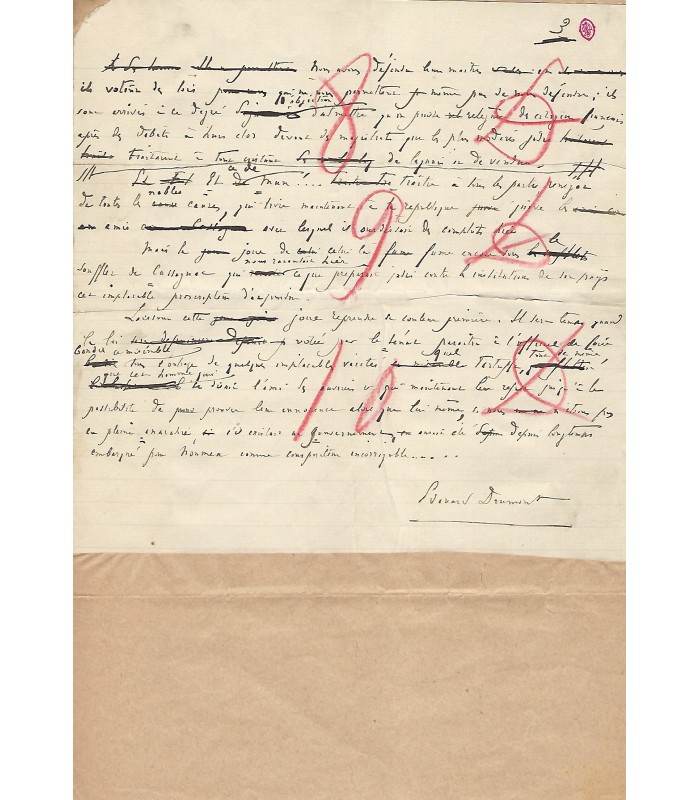 DRUMONT Edouard, écrivain, journaliste. Manuscrit autographe (G 2180)