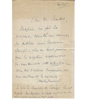 MAURRAS Charles, écrivain, polémiste et homme politique. Lettre autographe (G 2016)