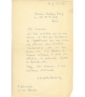 NOURISSIER François, 3 lettres autographes à Merleau-Ponty (G 4371)