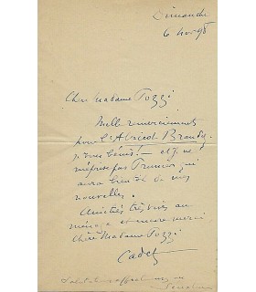 COQUELIN CADET. Comédien. Lettre autographe (G 10).