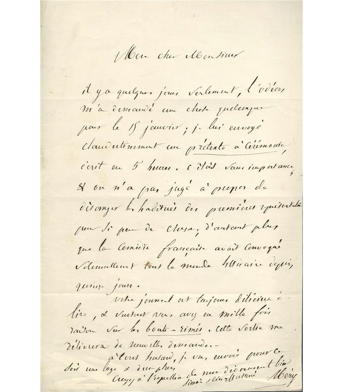 MERY, remerciements au sujet de ses "bouts-rimés"