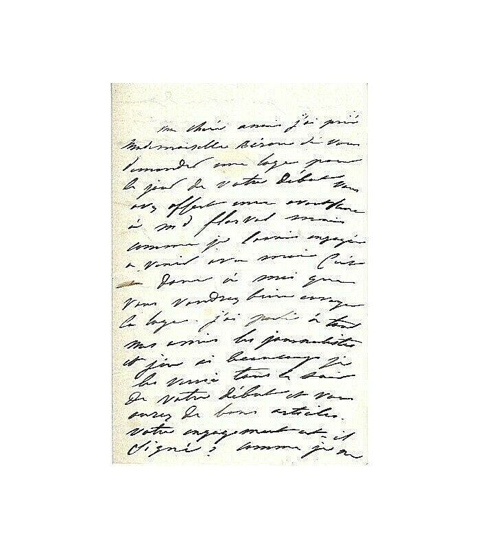 VERTPRÉ Jenny. Actrice. Lettre autographe (G 1598).