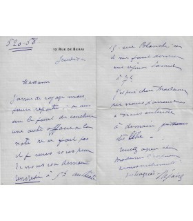 REJANE Gabrielle. Actrice. Lettre autographe (Réf. G 3093)