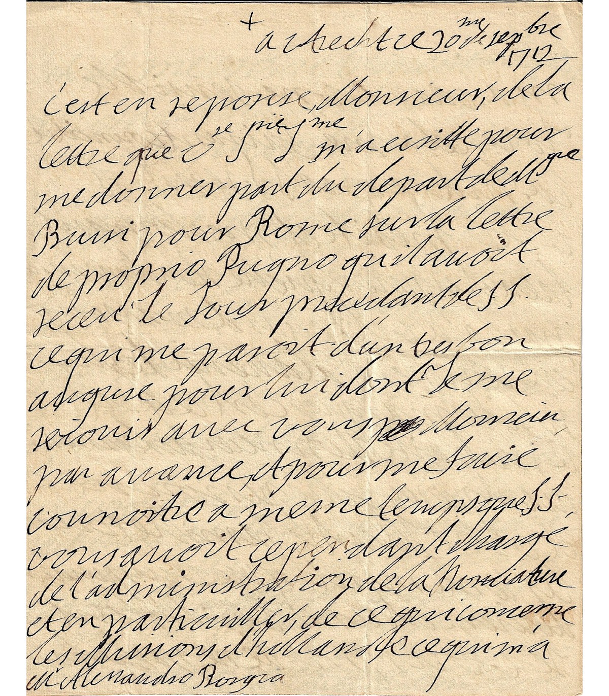 BOUILLON CARDINAL de. Prélat. Neveu de Turenne. Lettre autographe, 20