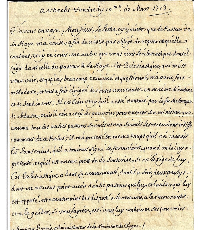 BOUILLON (Emmanuel Théodose de La Tour d'Auvergne, cardinal de). Lettre avec APOSTILLE signée ( G 5484)