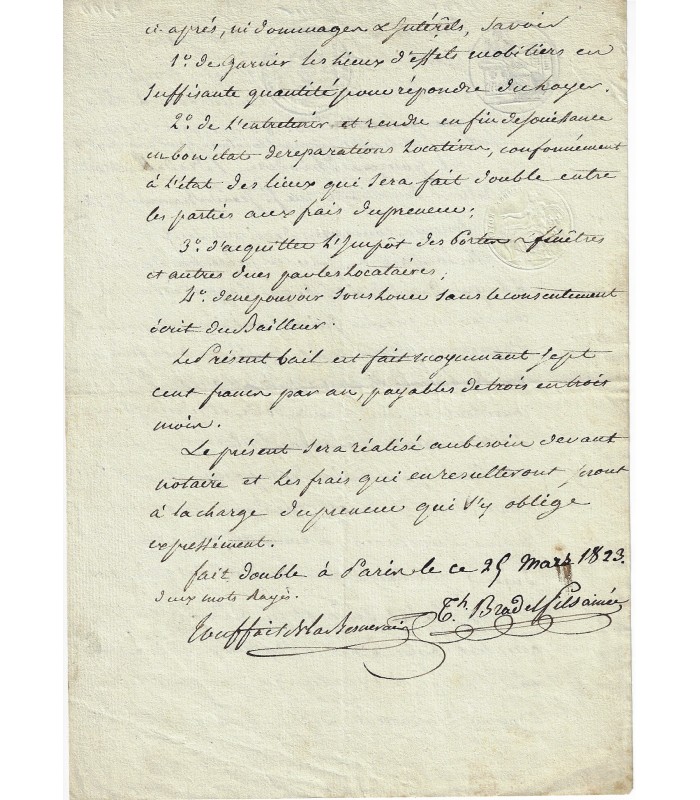 BRADEL (François Théodore). Relieur célèbre. Pièce Signée (E 10032)