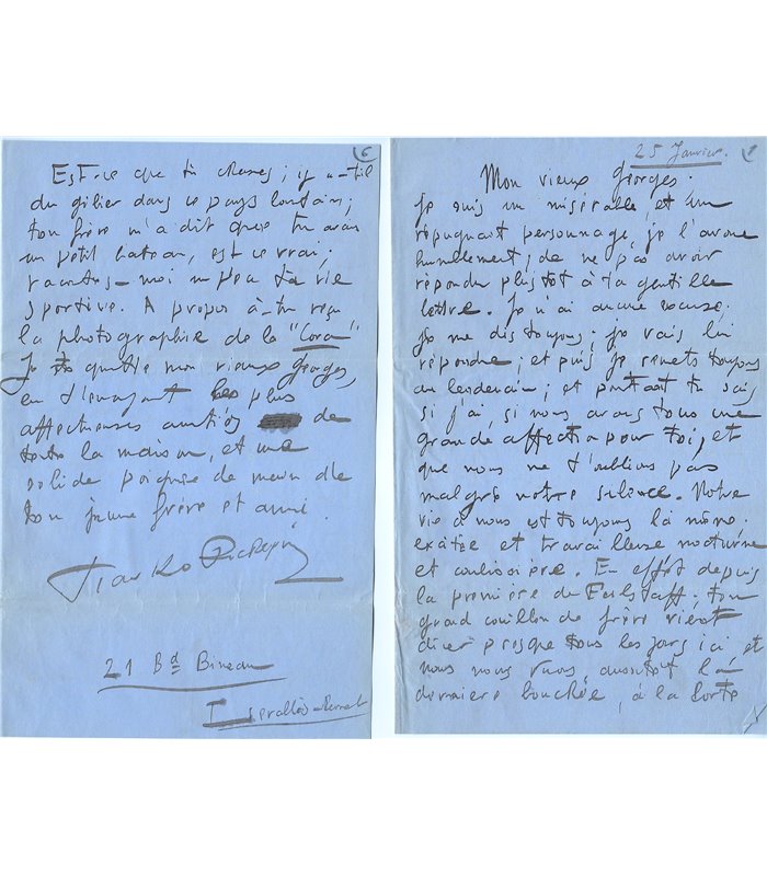 RICHEPIN Tiarko, lettre du jeune compositeur