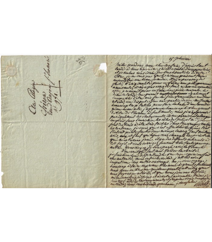 PICARD Louis Benoît. Dramaturge. Directeur de l'Académie impériale de Musique. Lettre autographe (Réf. E 10262)