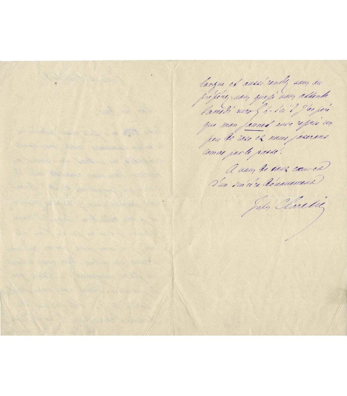 CLARETIE Jules, administrateur de la Comédie-Française. Lettre autographe (G 2487)