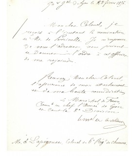 CASTELLANE Boniface, maréchal et pair de France. 2 Lettres Autographe (G 5570)