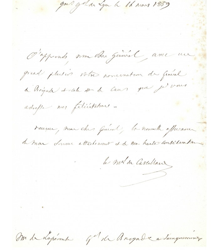 CASTELLANE Boniface, maréchal et pair de France. 2 Lettres Autographe (G 5570)
