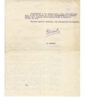 GAUMONT Raymond, industriel. Lettre dactylographiée (5560)