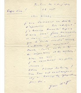 NAT Yves, pianiste et pédagogue. Lettre autographe (G 5552)