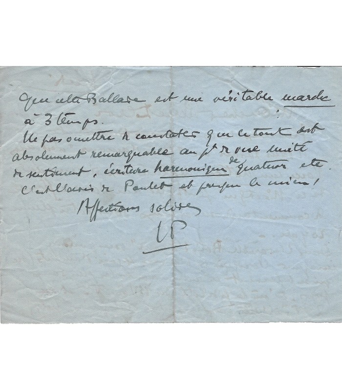 PILLOIS Jacques, compositeur et pédagogue. Lettre autographe (G 5551)