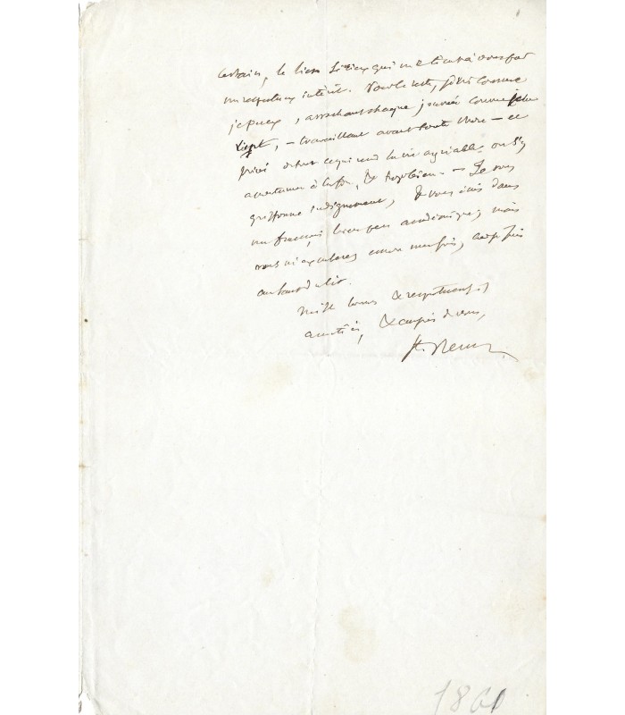 SAINTE-BEUVE Charles, écrivain. Lettre autographe (5254)