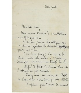 BRUNEAU Alfred, compositeur français. Lettre autographe G 3033