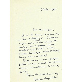 SUPERVIELLE Jules, écrivain. Lettre autographe (G 2973)