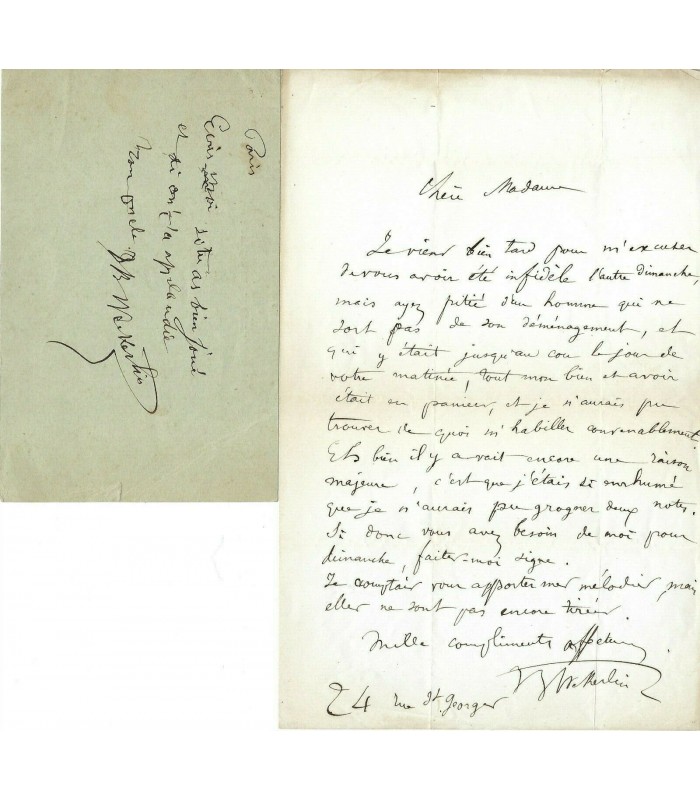 WECKERLIN Jean-Baptiste, compositeur. Lettre autographe (G 3236)