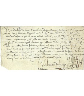 HEVEZ Valeran, médecin du Roi. Pièce Signée ( G 4691)