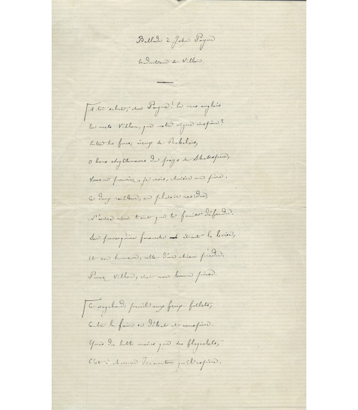BANVILLE Théodore de, poète. Poème et Lettre autographe (G 4242)