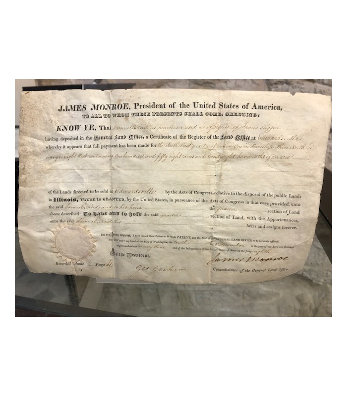 MONROE James, président des Etats Unis. Pièce signée (G 3412)