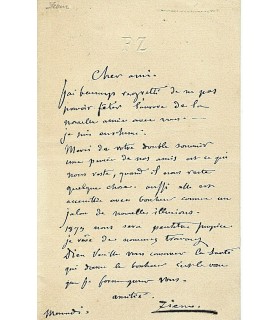 ZIEM Félix, peintre. Lettre autographe (G 3641)