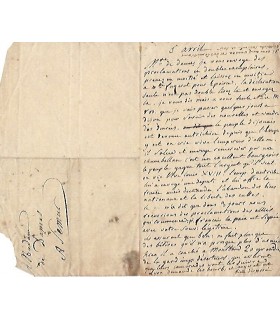 CENT-JOURS. ANONYME. Lettre autographe (Réf. E 10457)