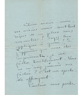 COLETTE, romancière. Lettre autographe (G 3906)