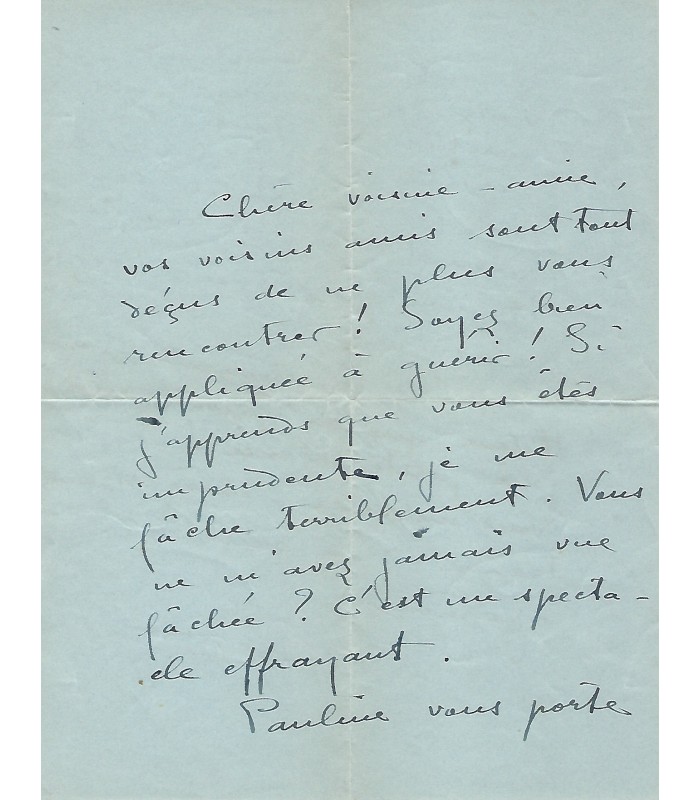 COLETTE, romancière. Lettre autographe (G 3906)