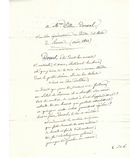 DORVAL Marie, actrice. Anonyme. Poème autographe (G 3001)