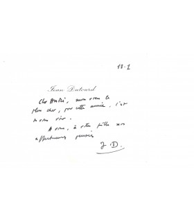 DUTOURD Jean, romancier. Lettre dactylographiée et carte de voeux autographe (G 2282)
