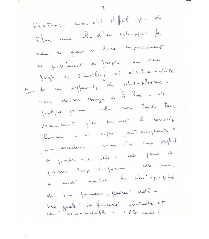 FINI Leonor. Peintre surréaliste. Lettre autographe, 23 et 24 juin 1960  (Réf. G 3169)