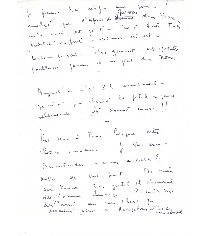FINI Leonor. Peintre surréaliste. Lettre autographe, 23 et 24 juin 1960  (Réf. G 3169)